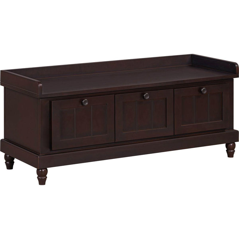 TREXM Classic Shoe Bench with Cushion and Three Drawers, Fluted Entryway Bench with Storage for Living Room, Entryway, and Hallways (Espresso)