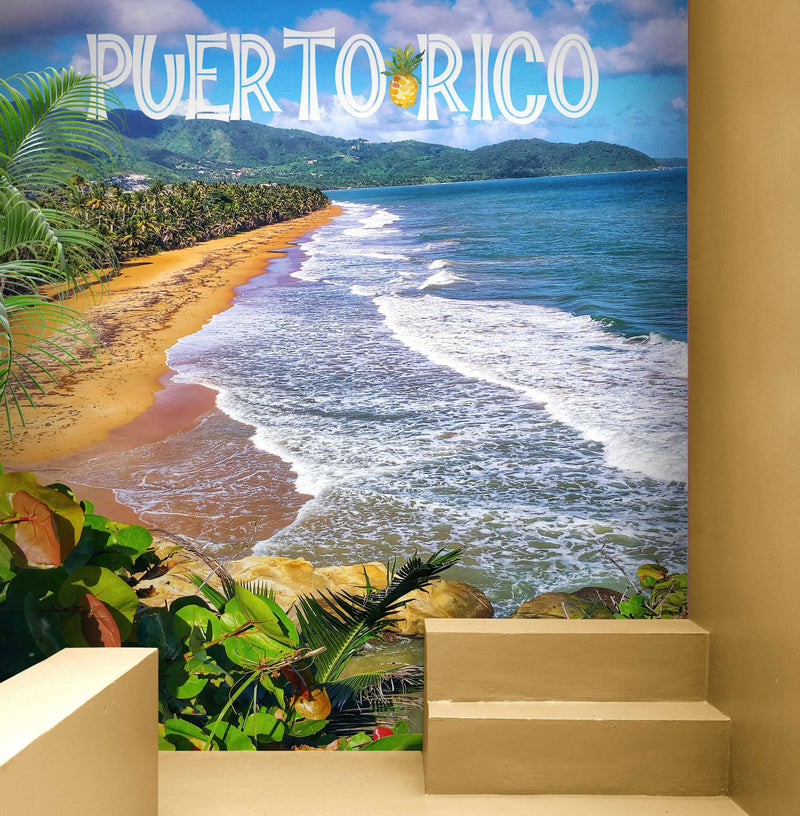 Puerto Rico Beach Wallpaper. Peel and Stick Wall Mural.