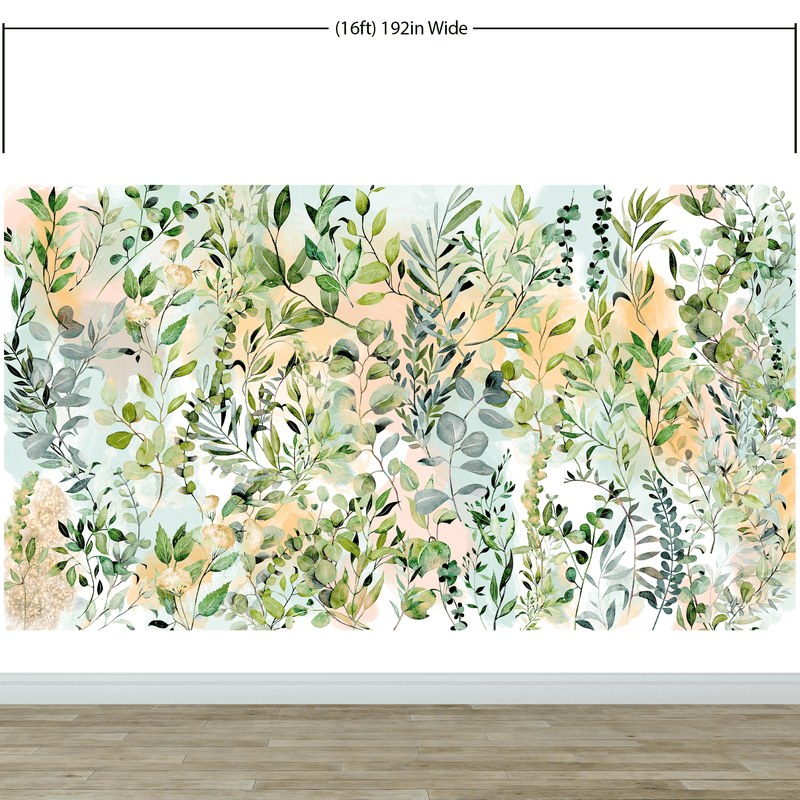 Eucalyptus Wallpaper in Pastel Color Watercolor.