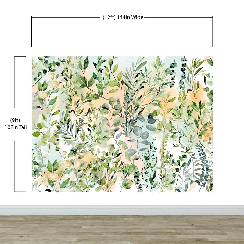 Eucalyptus Wallpaper in Pastel Color Watercolor.