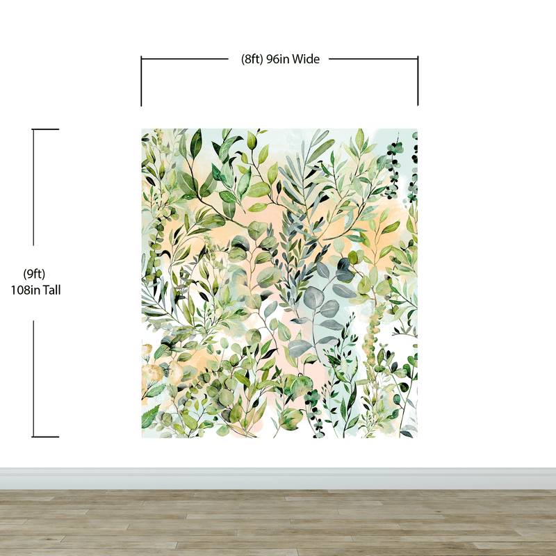 Eucalyptus Wallpaper in Pastel Color Watercolor.