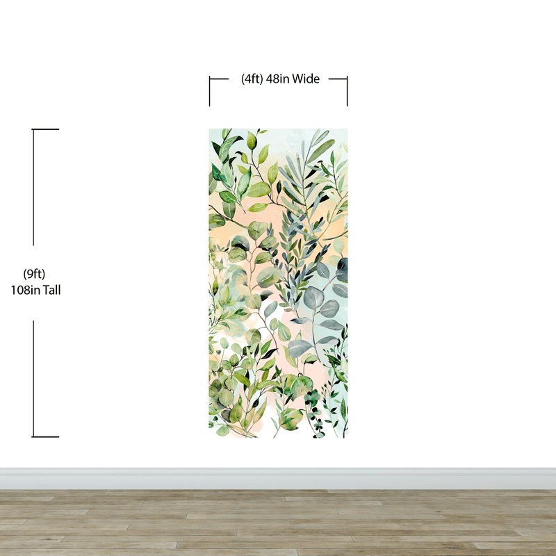 Eucalyptus Wallpaper in Pastel Color Watercolor.