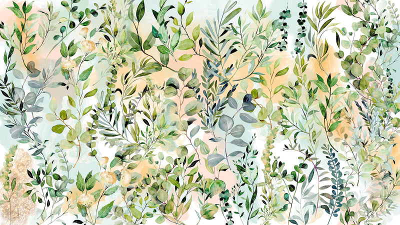 Eucalyptus Wallpaper in Pastel Color Watercolor.