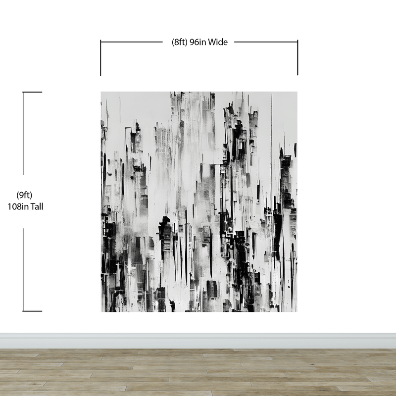 Black and Gray Urban City Wall Mural. Cyber Punk Cityscape. Minimalist Abstract Building Architect Wallpaper.