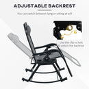 2 Pieces Outdoor Rocking Chairs, Foldable Reclining Zero Gravity Lounge Rocker with Pillow, Cup & Phone Holder, Combo Design with Folding Legs, Gray