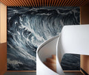Great Wave Abstract Painting, Grey Color Scheme.