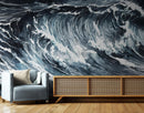 Great Wave Abstract Painting, Grey Color Scheme.