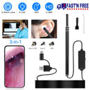 Ear Endoscope Otoscope Visual Earpick Ear Cleaning Camera Ear Wax Removal Tool IP67 Waterproof 3 in 1 Borescope w/ 6 Adjustable LED for Android