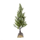 Set of 2, 13.5" Christmas PVC Tree On Wood Base With Snow