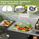 Outdoor Grill Table With Sink, Worktable Kitchen Cabinet Island With Wheels & Foldable Top - Black by HouseOfZazla