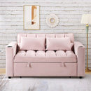 55.3" 4-1 Multi-functional Sofa Bed with Cup Holder and USB Port for Living Room or Apartments Pink