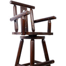 Rustic Tall Bistro Chair Decorative Star Backrest And Footrest, Fir Wood, 4 Foot - Brown by HouseOfZazla