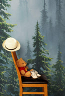 Nature Rainforest Wall Mural Wallpaper. Misty Forest Landscape.