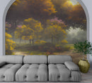 Vintage Trees in Park Wallpaper. Peel and Stick Wall Mural.