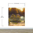 Vintage Trees in Park Wallpaper. Peel and Stick Wall Mural.