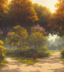 Vintage Trees in Park Wallpaper. Peel and Stick Wall Mural.