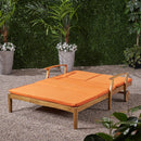 Etherealize Outdoor Adjustable Double Chaise Lounge With Water Resistant Cushions