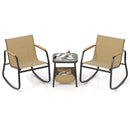 3 Piece Rocking Bistro Chairs and Side Table Set with Storage Bag-Brown by LJGDeals