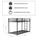 Adam Sturdy Twin over Twin Metal Bunk Black for Kids and Adult, Low Profile and Easy Climbing with Stable Ladder