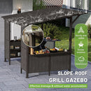 9X10FT Hardtop Grill Gazebo, Lean To Outdoor BBQ Gazebo with Storage Shelves and Expansion Platform by HouseOfZazla