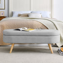Walker Edison | Linen Oval Ottoman Storage Bench