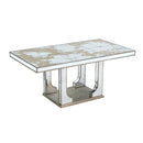 Large Mirrored Dining Table With Elegant Floral Design And - Silver Multi by HouseOfZazla
