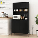 64.5 Inches Tall Kitchen Pantry Cabinet with Charging Station and Wine Glass Rack by LJGDeals
