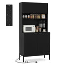 64.5 Inches Tall Kitchen Pantry Cabinet with Charging Station and Wine Glass Rack by LJGDeals
