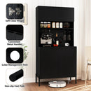 64.5 Inches Tall Kitchen Pantry Cabinet with Charging Station and Wine Glass Rack by LJGDeals
