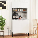 64.5 Inches Tall Kitchen Pantry Cabinet with Charging Station and Wine Glass Rack by LJGDeals