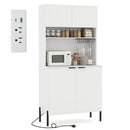 64.5 Inches Tall Kitchen Pantry Cabinet with Charging Station and Wine Glass Rack by LJGDeals
