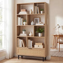 64-Inch Tall Wooden Bookcase with 8 Cubes and Drawer by LJGDeals