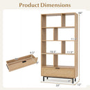 64-Inch Tall Wooden Bookcase with 8 Cubes and Drawer by DirectDeals
