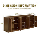 Fluted Sideboard Cabinet with 4-6 Doors and Wood-Grain Top