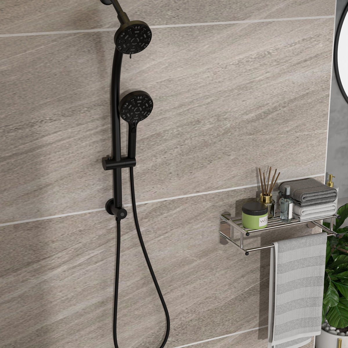 Multi Function Dual Shower Head System With 4.7" Rain Showerhead, 8 Function Hand Shower, Adjustable Slide Bar, photo 15 of 25