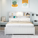 Platform Bed With Bookcase Headboard, Built-In Downlight, Charging Station, And 2 Side Drawers by HouseOfZazla