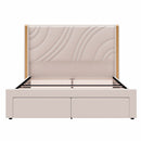 Modern Upholstered LED Bed Frame With Storage Drawers, Wingback Headboard, RGB Light by HouseOfZazla
