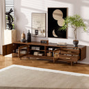 TV Stand With Fluted Doors, 2 Drawers - Walnut by HouseOfZazla