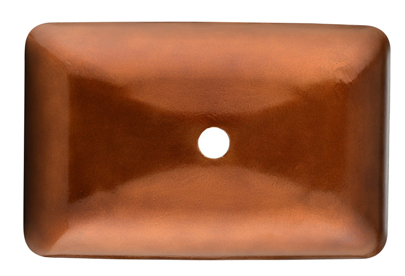 22.5" L -L -14.5" W -4 1/2 in. Handmade Glass Rectangle Vessel Bathroom Sink Set in Rich Chocolate Brown Finish with gold Faucet and gold Pop Up Drain