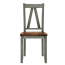 6-Piece Wood Dining Table Set Kitchen Table Set with Long Bench and 4 Dining Chairs, Farmhouse Style, Walnut+Gray