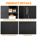 6 Door Employee Storage Locker, Lockers For Office, Gym, School, And Home With Card Slot - Black