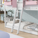 House Bunk Bed With Roof, Window, Window Box, Door, With Safety Guardrails And Ladder by Unique Piece Furniture