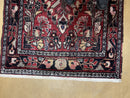 3' 4" X 9' Antique Handmade Wool Rug Runner Floral Organic Dyes Red Nice