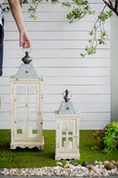 Wooden Candle Lantern Decorative, Hurricane Lantern Holder Decor For Indoor Outdoor, Home Garden - Ivory by HouseOfZazla