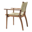 5-Piece Outdoor Dining Set: Teak Finish Round Acacia Wood Table & 4 Wicker Armchairs by HouseOfZazla