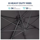 Round Cantilever Patio Umbrella With 360 Rotation & Infinite Tilt Adjustment