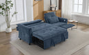 2-in-1 Sofa 82' Three-seater Sofa with Sofa Bed and Reversible Recliner, Blue Chenille