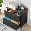 2 Drawer Lateral File Cabinet, A4 / Letter Size, Heavy Duty Storage For Home Office - Brown / Black by HouseOfZazla