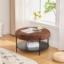 Modern Upholstered Round Ottoman Coffee Table With Storage Shelf by HouseOfZazla