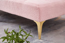 71" Convertible sofa bed futon with gold metal legs teddy fabric (Pink)